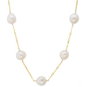 Dana Kellin: Necklace, Seven Pearls, Gold Fill