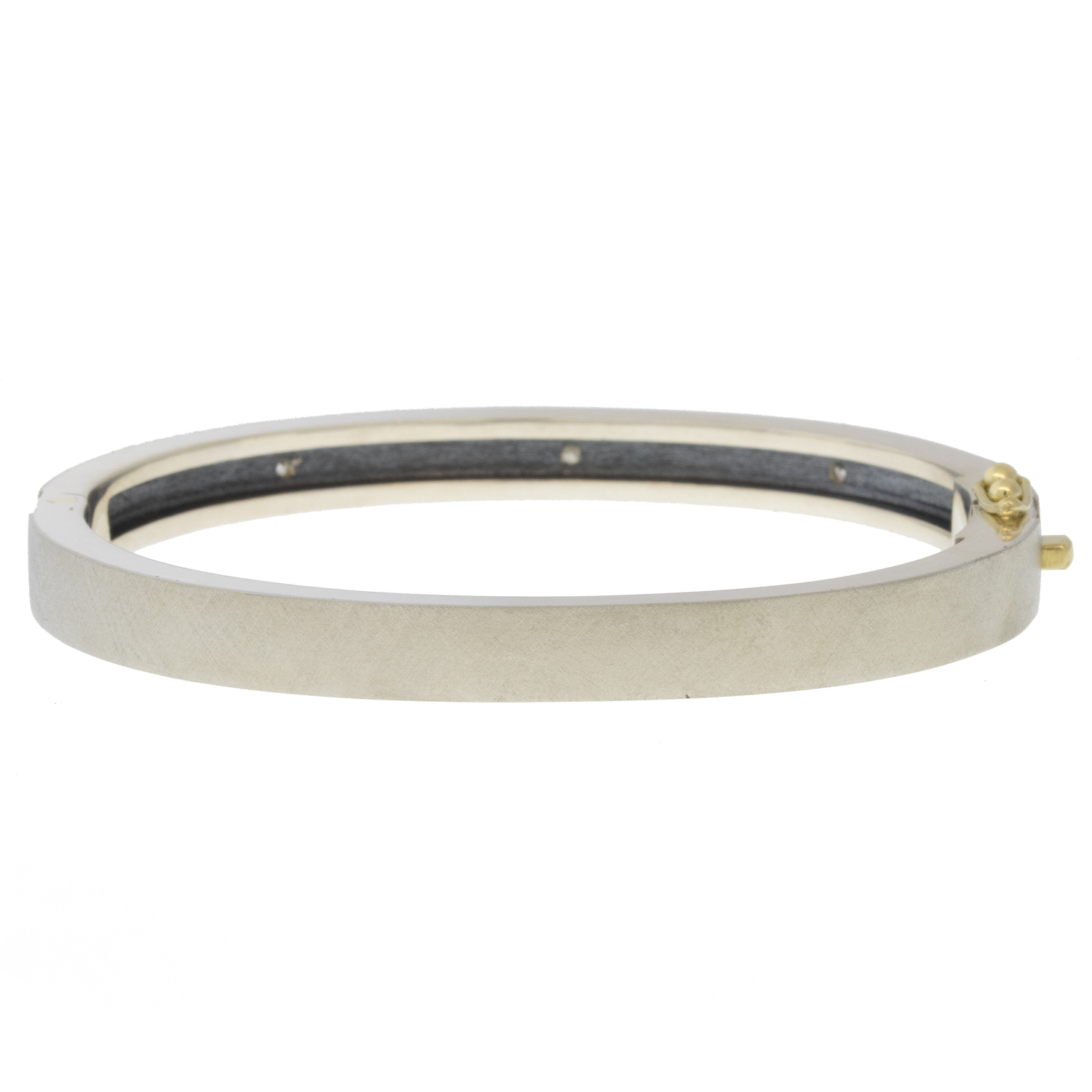 Rene Escobar :OLLY BANGLE 6MM IN SILVER 18K WG AND 0.25CT IN DIAMOND,Medium
