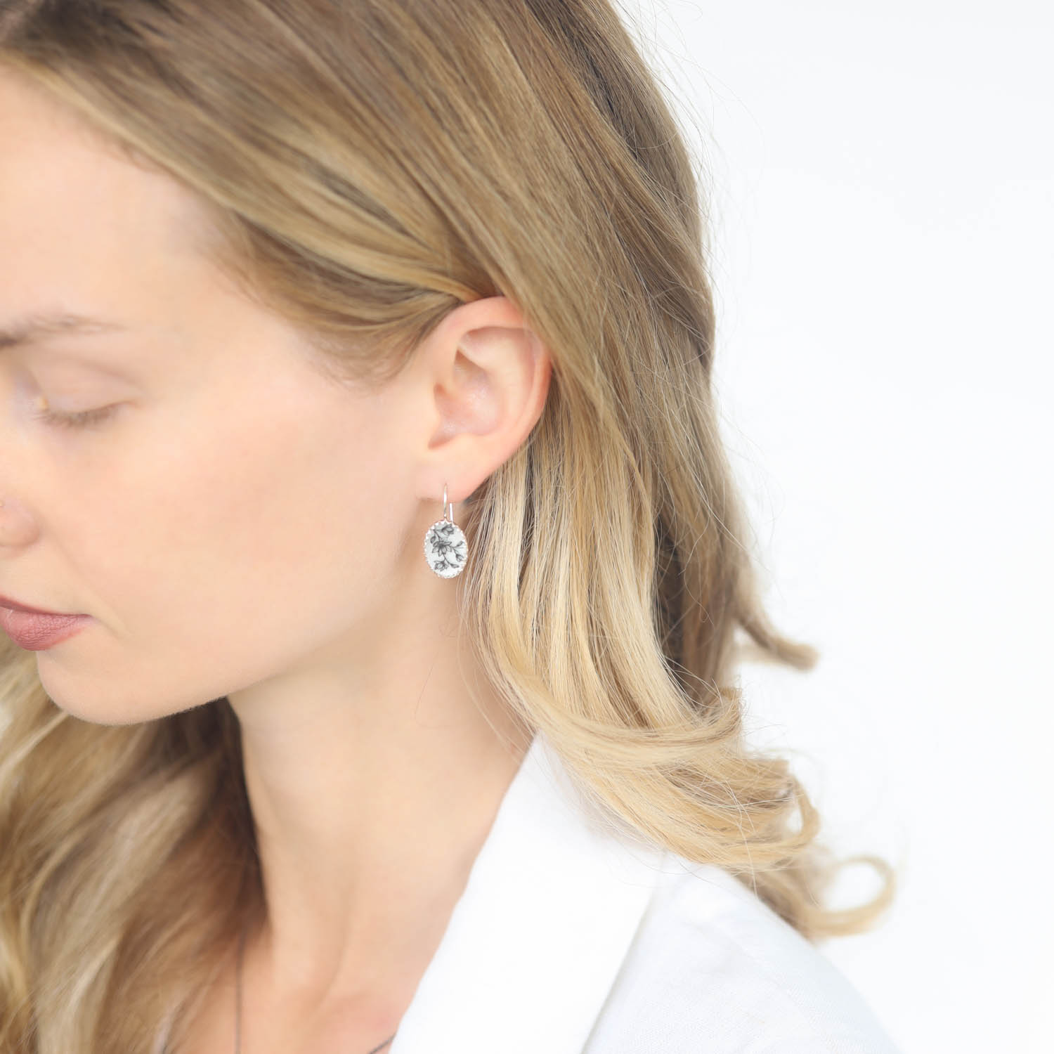 Anzu: Victoria Earhangers, Sterling Silver, Magnolia Motif