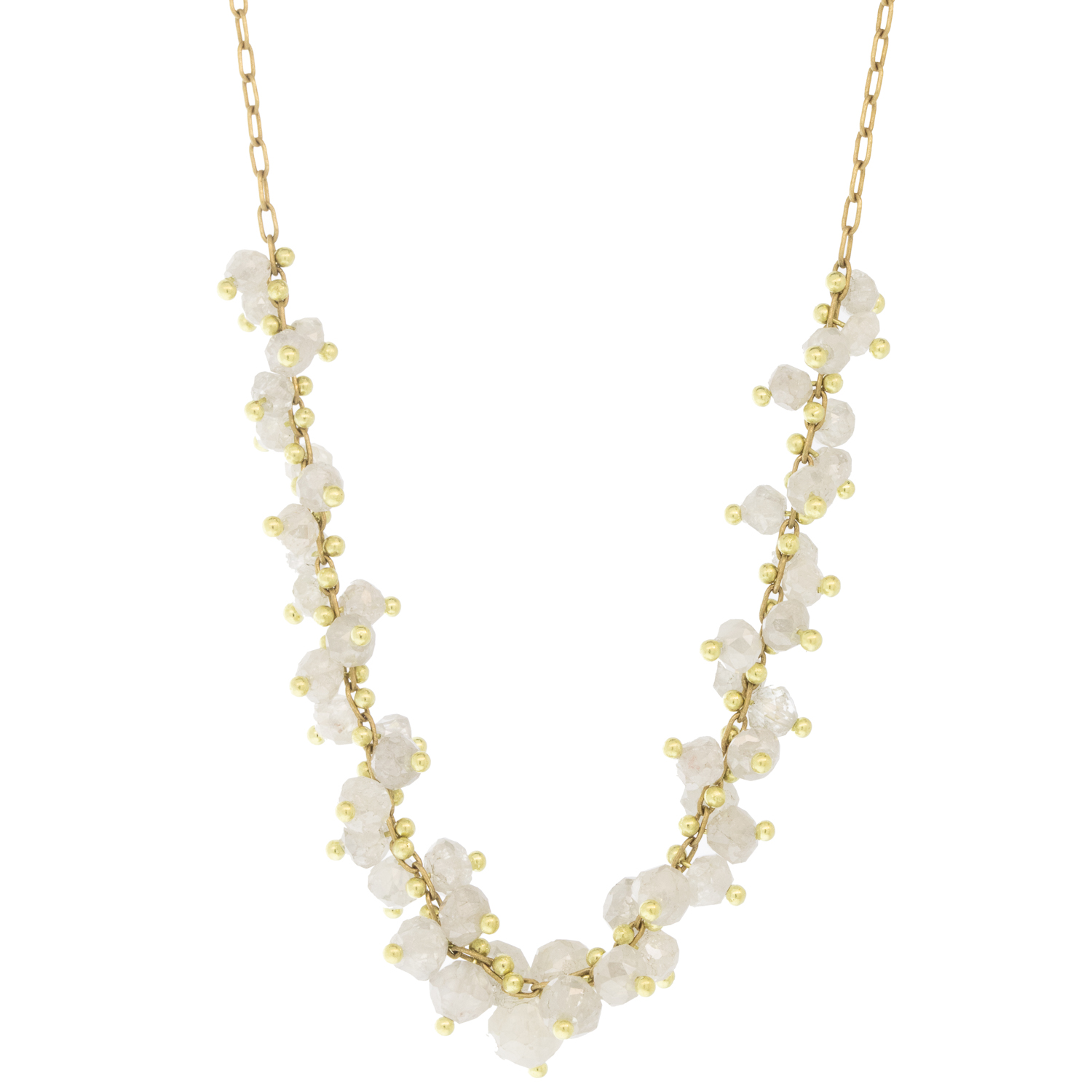 Ten Thousand Things: 18K Beaded Spiral Cluster Diamonds on 18K Chain
