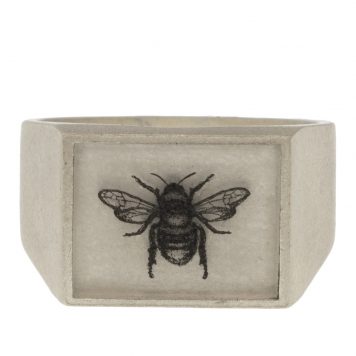 Anzu: Basic Ring- Sterling Silver, Rectangle Signet Ring, Bee Motif