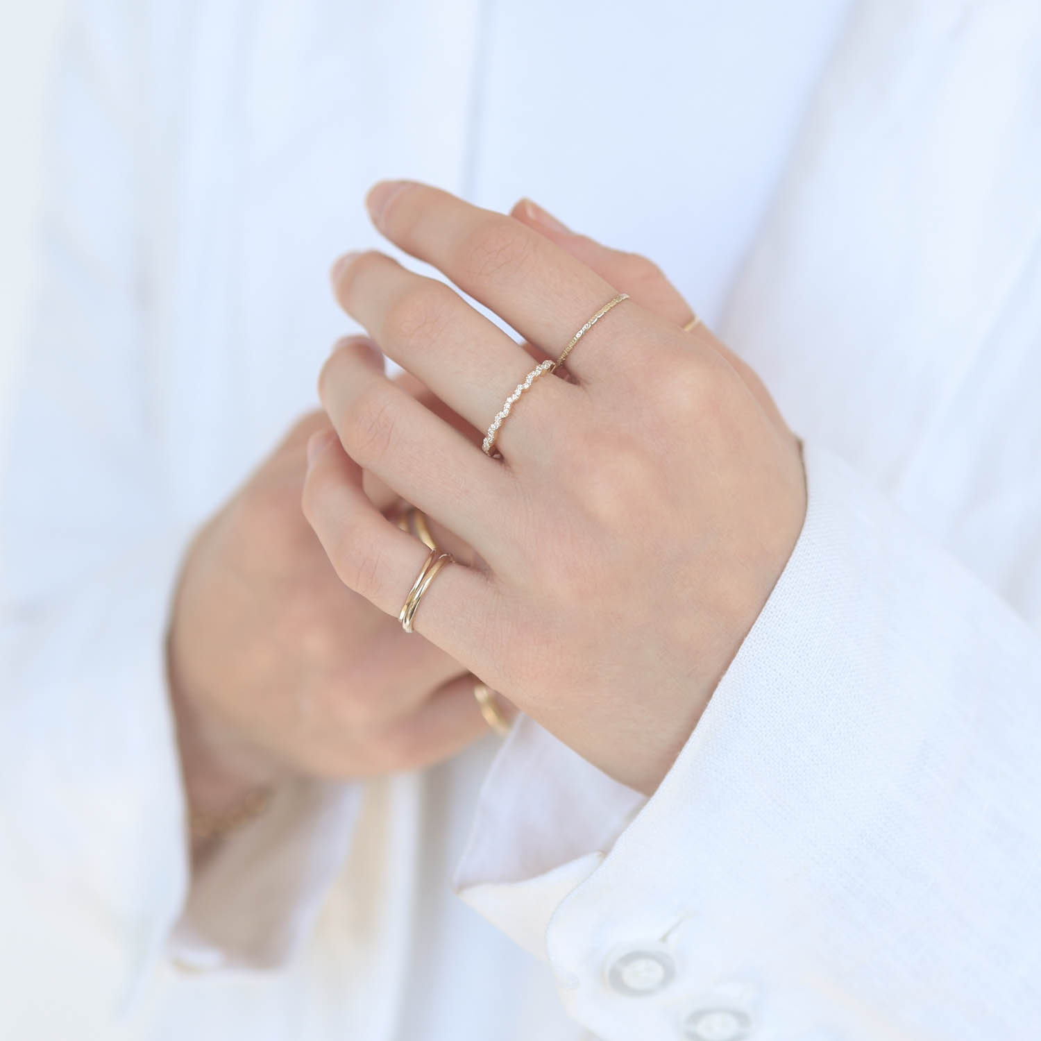 Suzanne Kalan: Ring, Eternity Band, 0.2ct Round White Diamond on Wave Setting, Sz 6