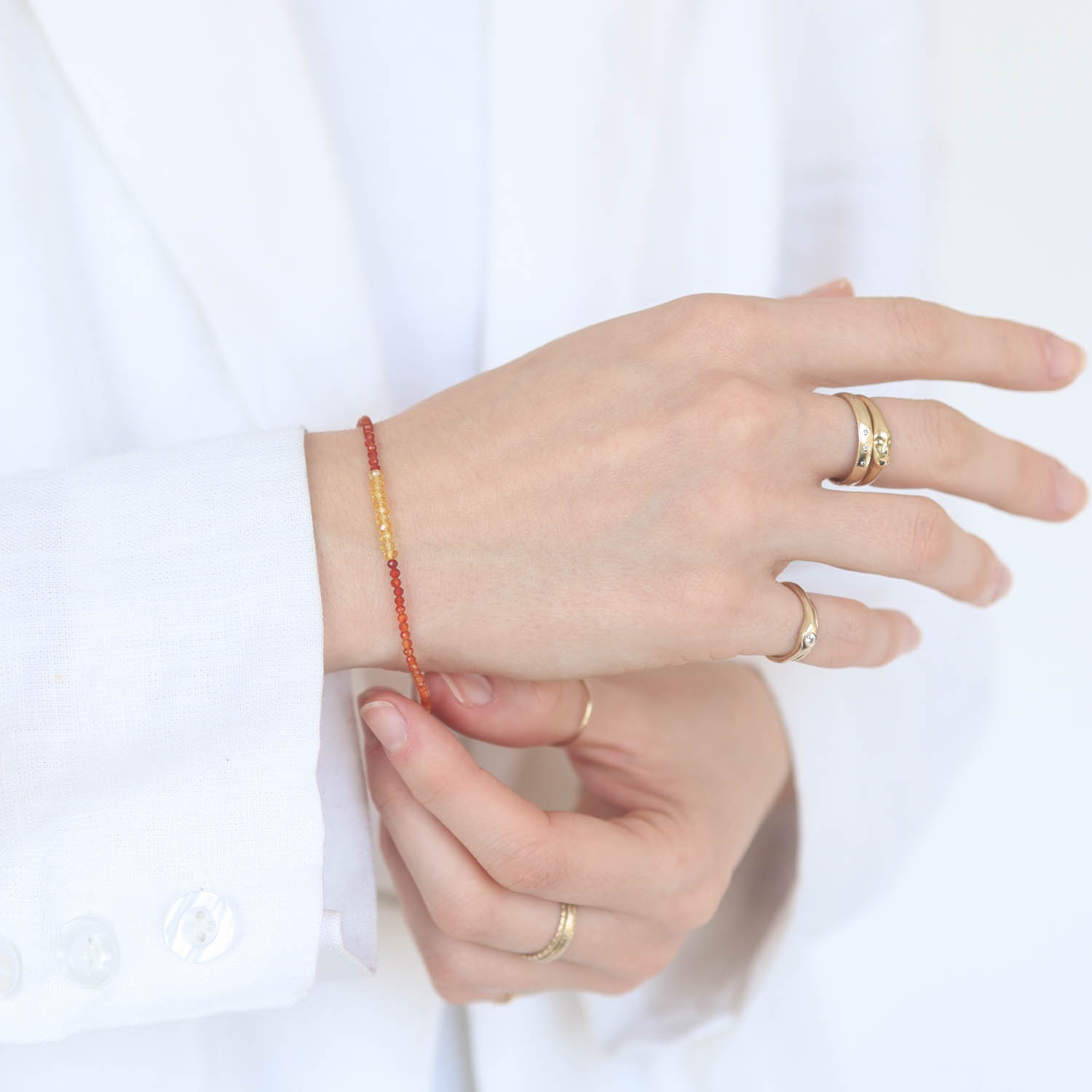 Margaret Solow: Bracelet, SS Clasp, Carnelian & Sapphire