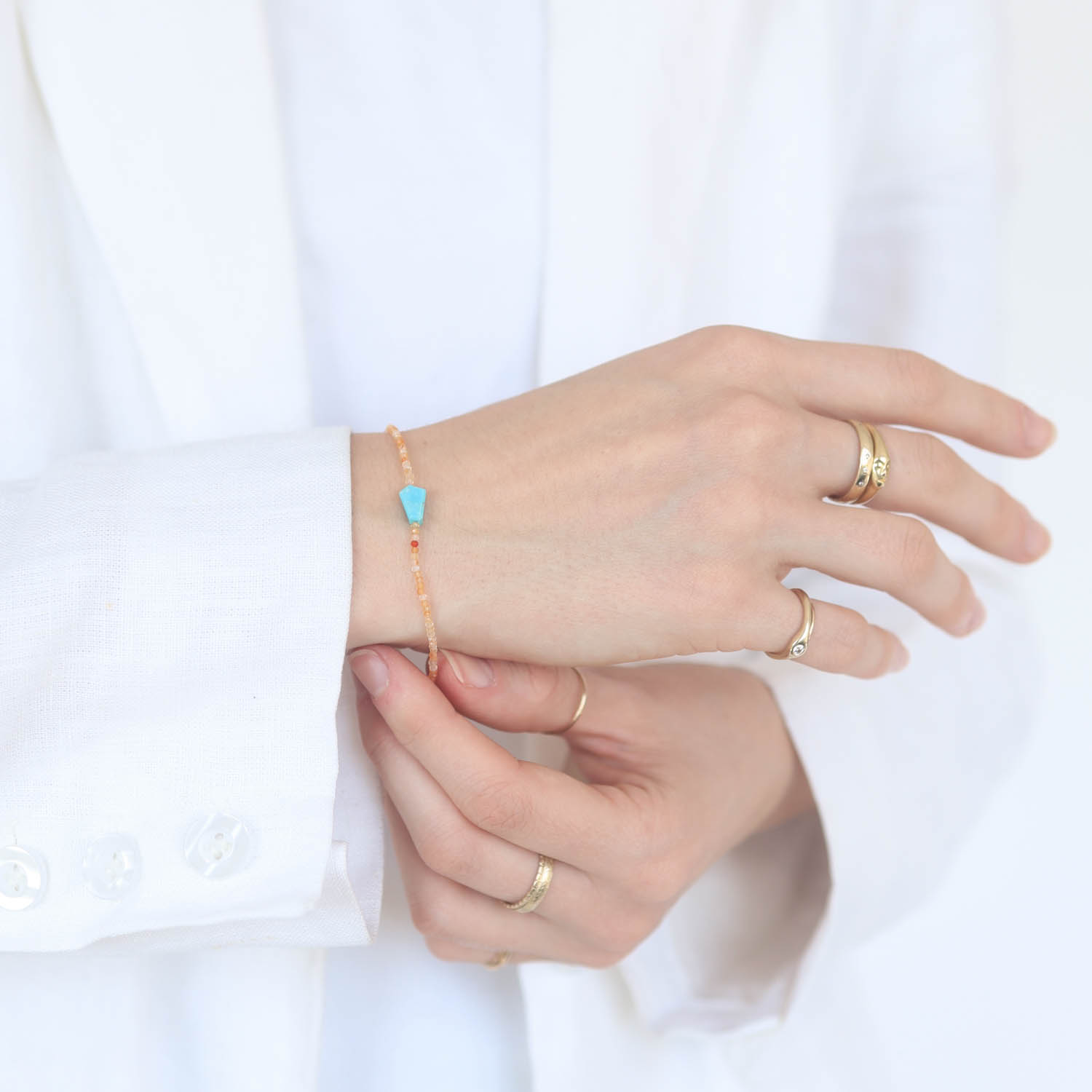 Margaret Solow: Bracelet, SS Clasp, Carnelian & Peruvian Opal
