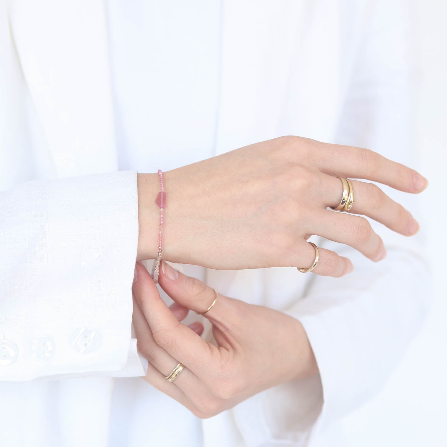Margaret Solow: Bracelet, SS Clasp, Tourmaline w/ Trapezoid Center Stone