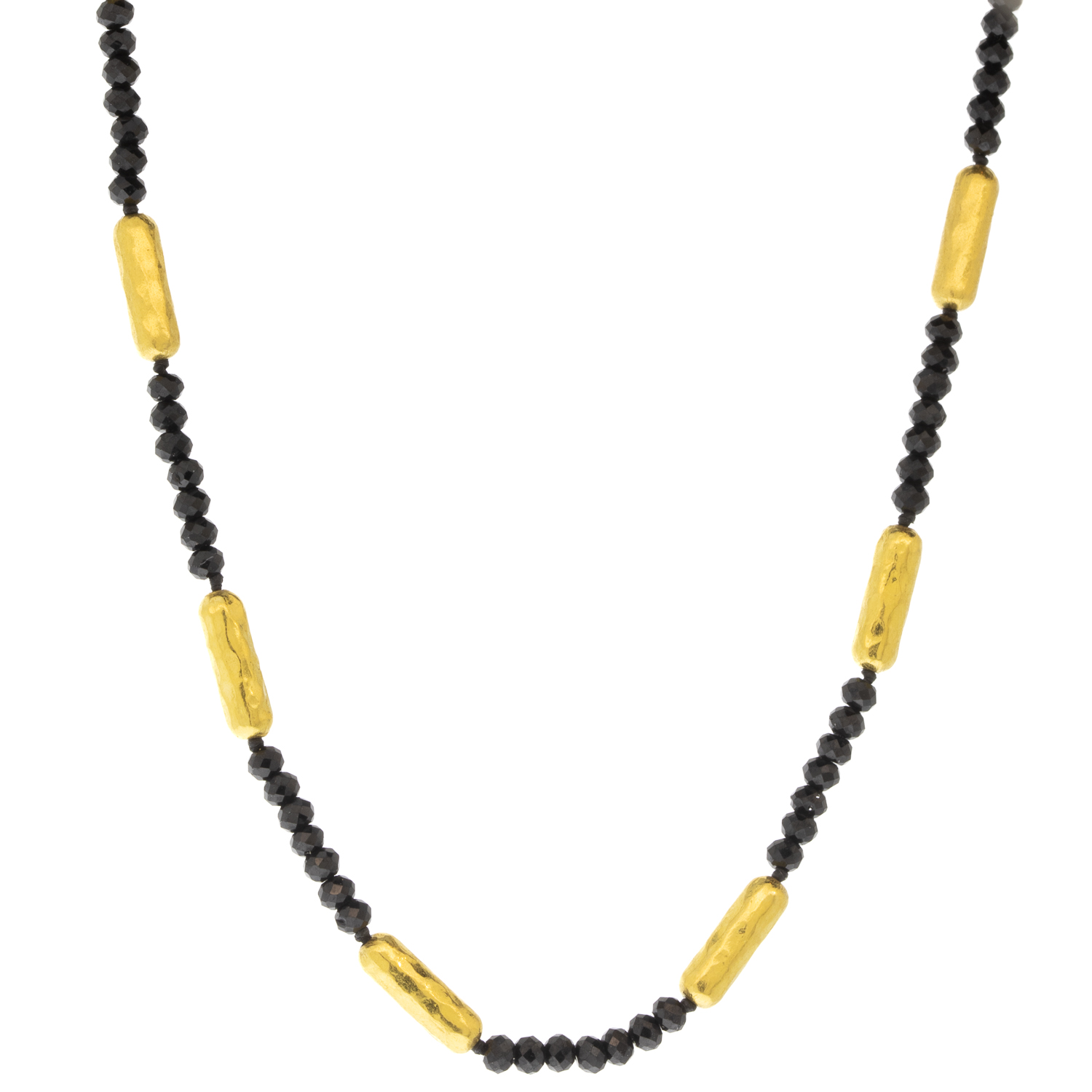 Gurhan:Necklace,SINGLE STRAND,faceted black Spinel beads.7.70ctw,16",18k clasp