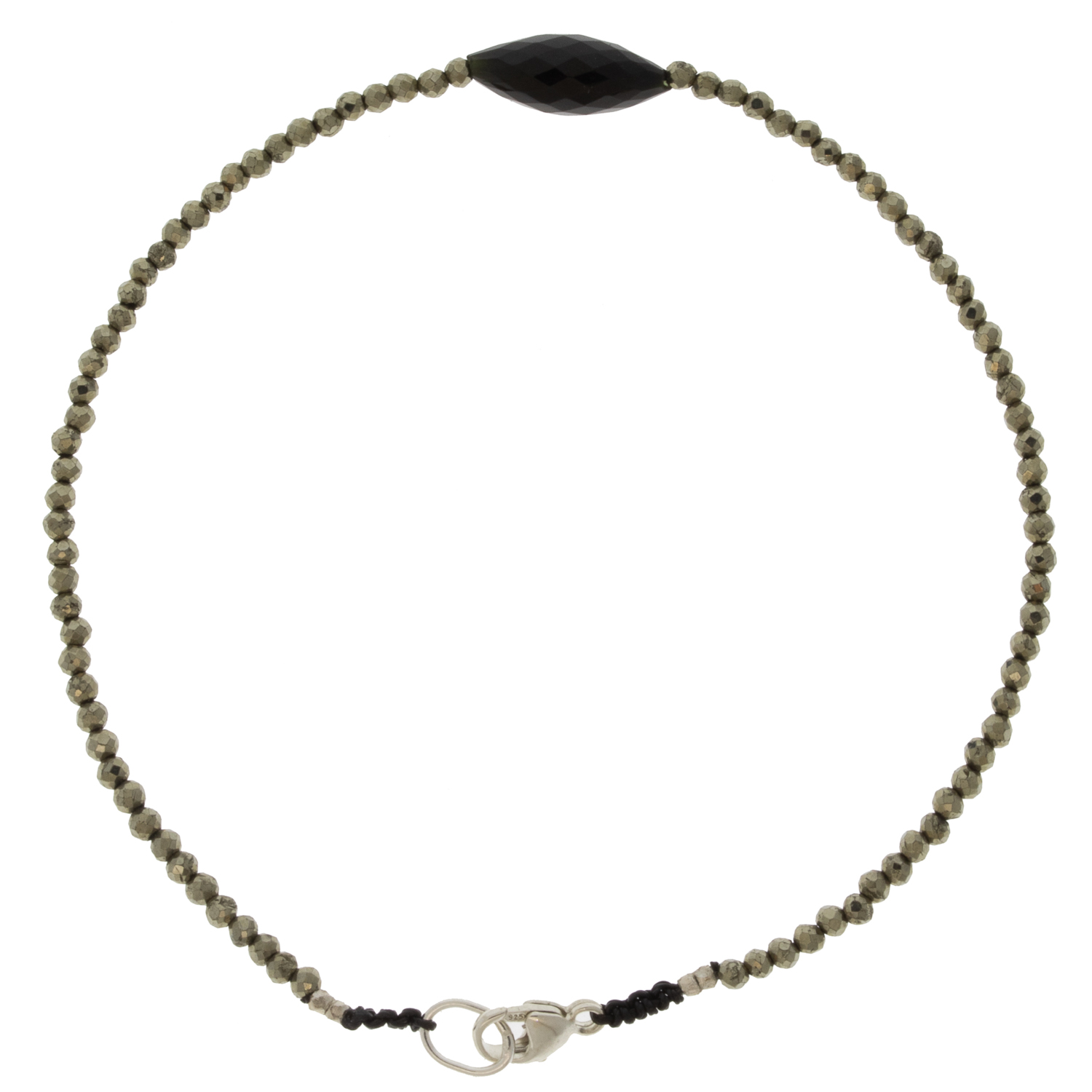 Margaret Solow: Bracelet, SS Clasp, Pyrite & Tourmaline - Marquise