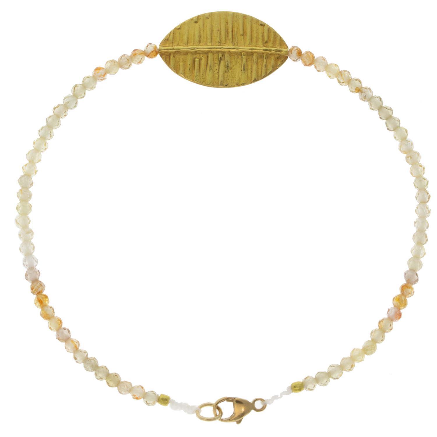 Margaret Solow: Bracelet, 20K, Zircon w/ Gold Leaf