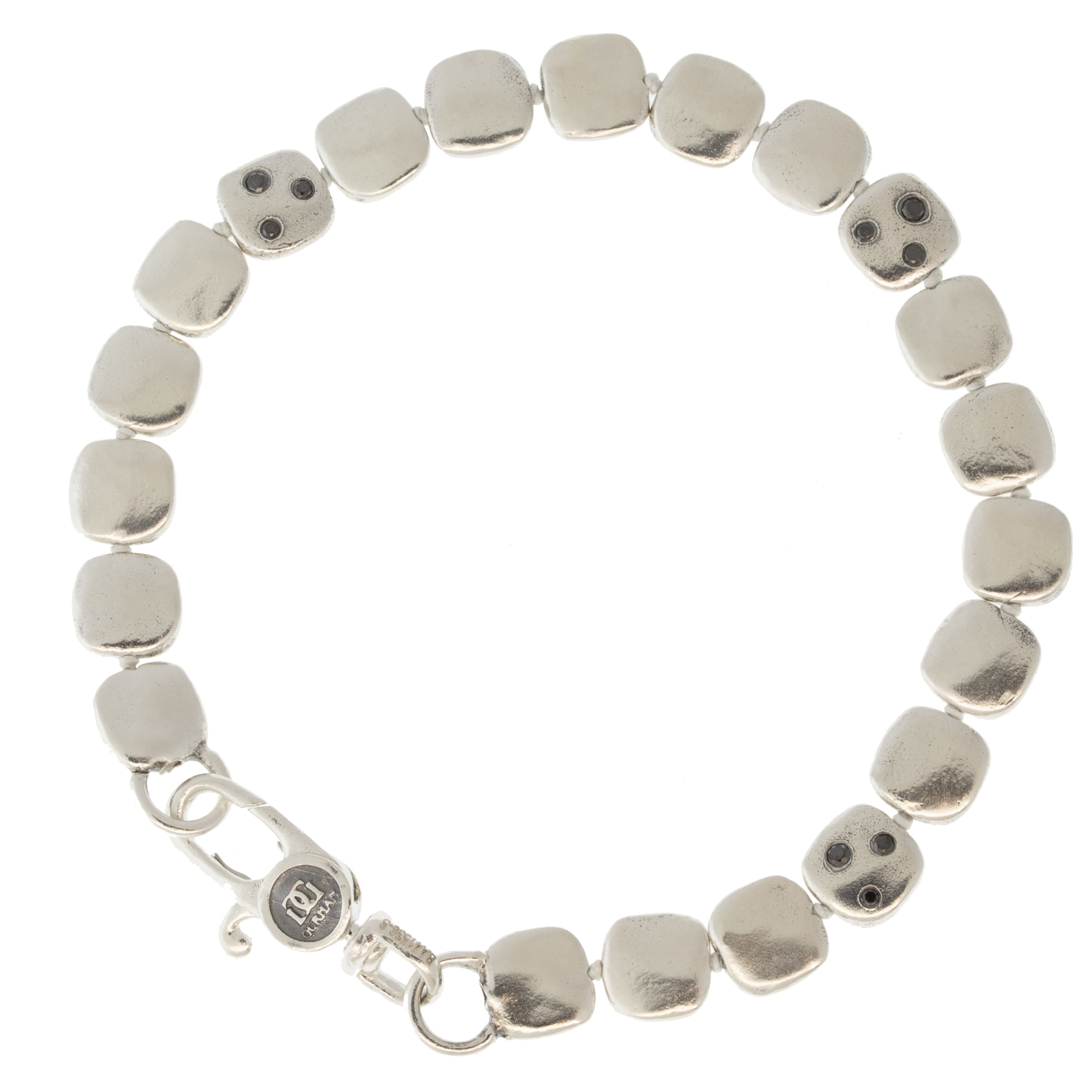 Gurhan:Men's bracelet,Silver,amorphous metal links,black diamonds,0.264ctw,8"
