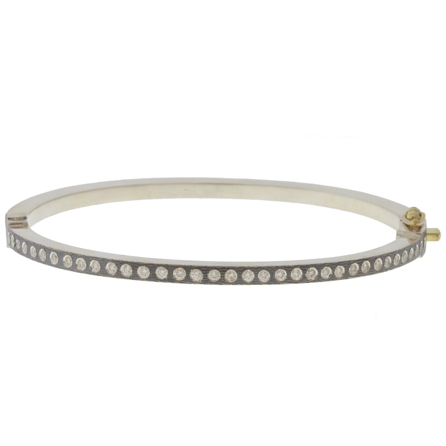 Rene Escobar: Bracelet, Bangle, ADAM, Diamonds all around, .70TCW straight across 18K yg front and sterling silver back, 2.5MM