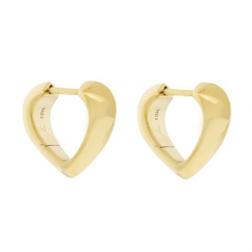 Lizzie Mandler: Small Knife Edge Heart shaped huggie,18k PAIR
