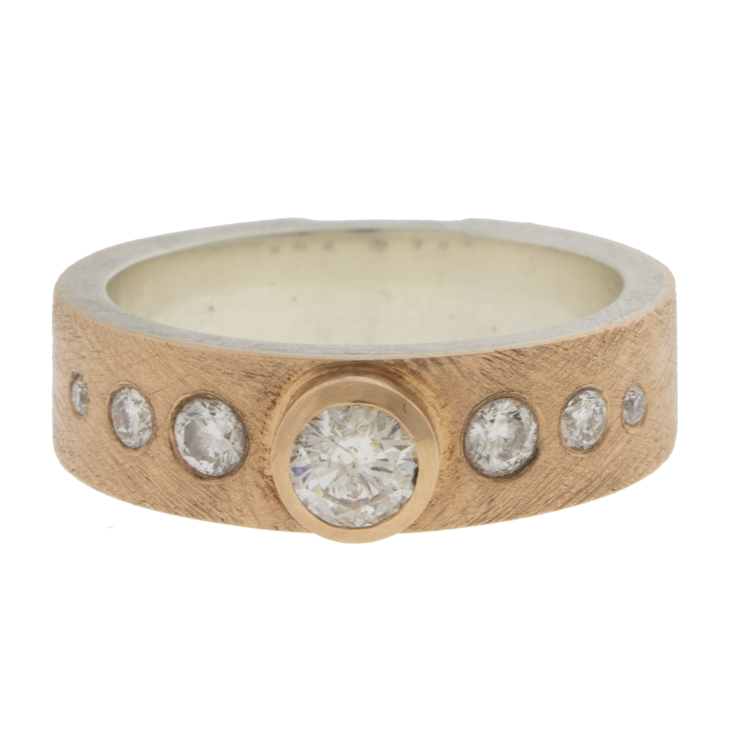 Rene Escobar Trunk Show:SS ring with 18k RG top sheet and 18k RG bezels set with 0.65ct of WH diamonds.