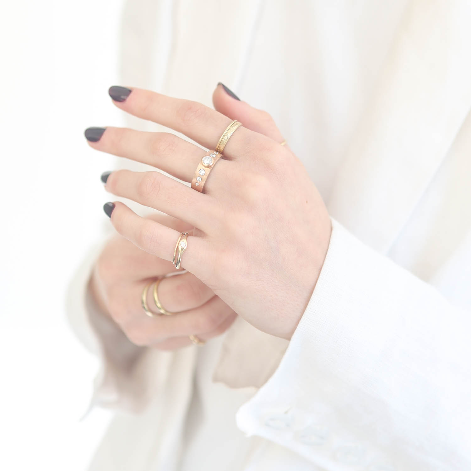 Rene Escobar Trunk Show:SS ring with 18k RG top sheet and 18k RG bezels set with 0.65ct of WH diamonds.