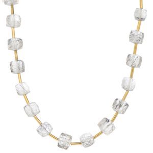 Dana Kellin Fine: Necklace, Black Tourmalinated Quartz Square Beads, 14k