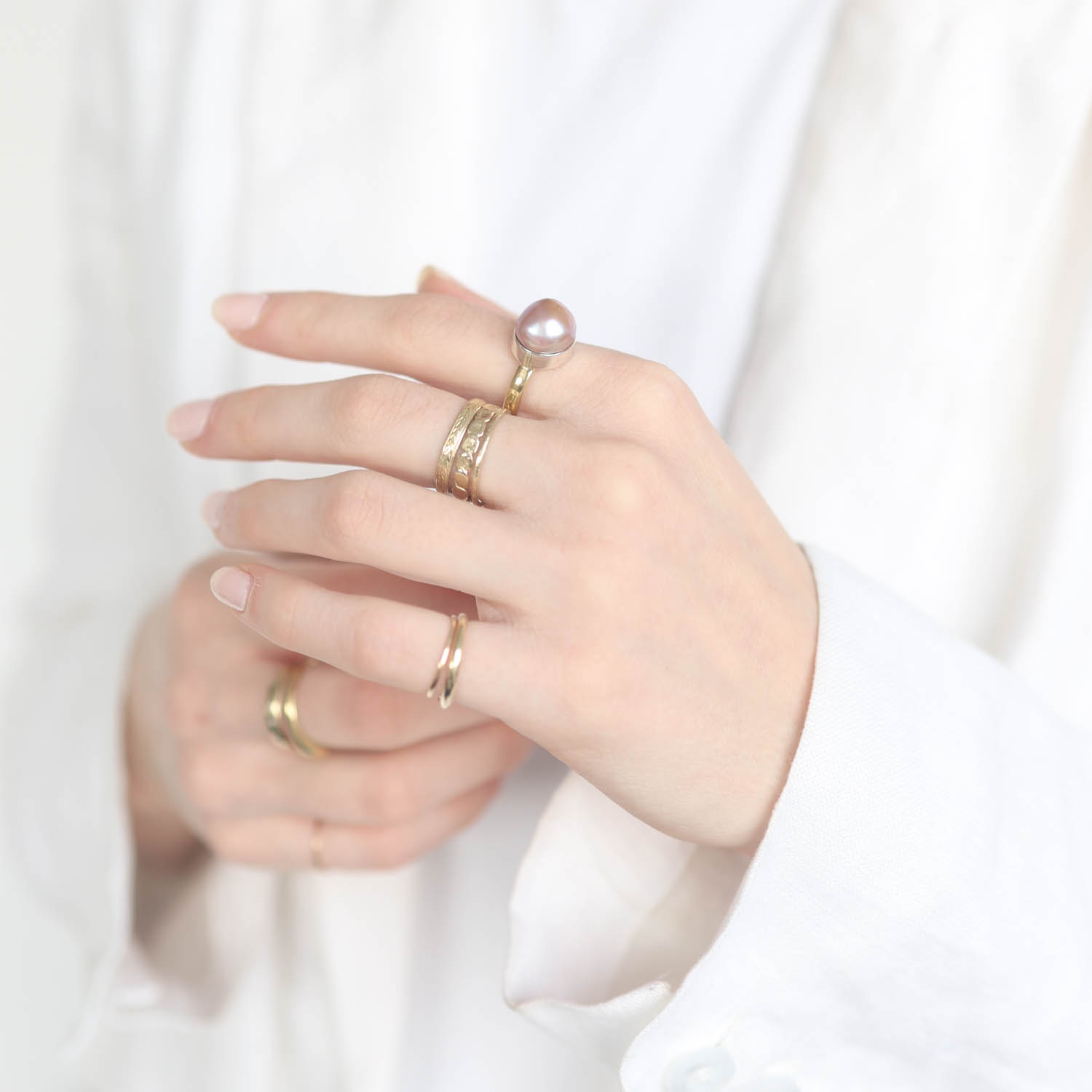 LuLu: Cleo Ring, Taupe Pearl, Size 7