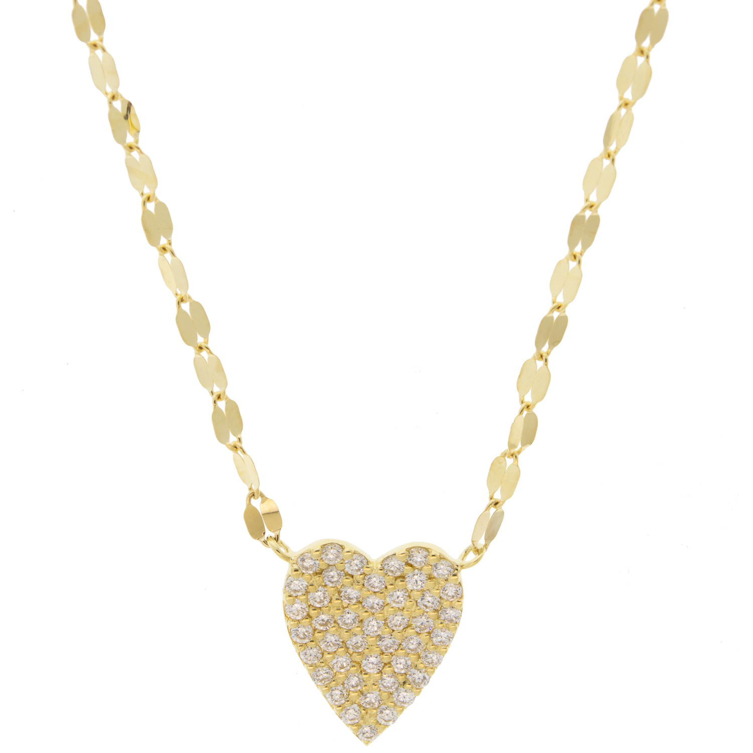 Lana:SMALL FLAWLESS HEART PENDANT ON 16“ Chain W/ JUMP RING AT 15” (0.33ctw) YELLOW GOLD