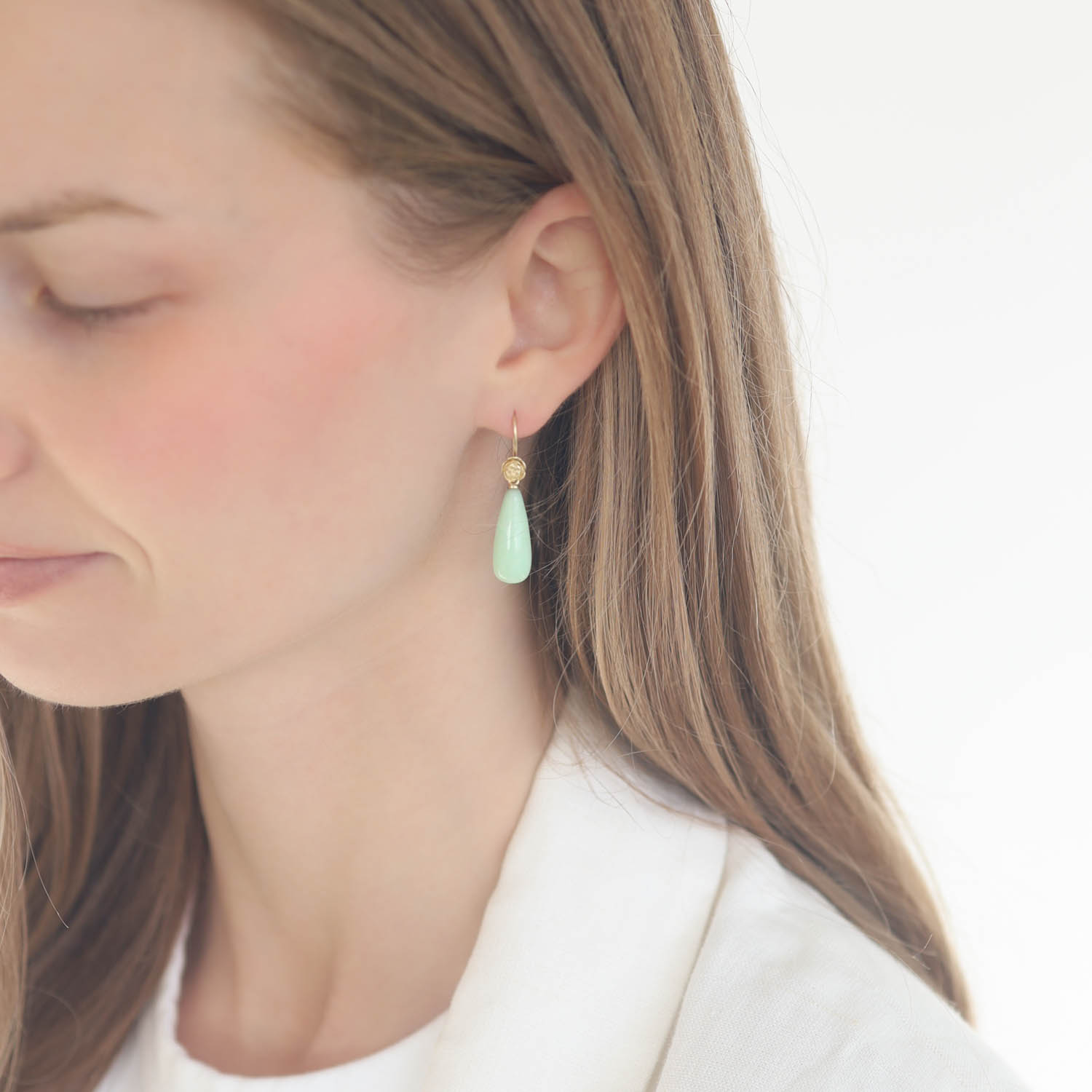 Hannah Blount: Chrysoprase Garden Earrings, 14k YG