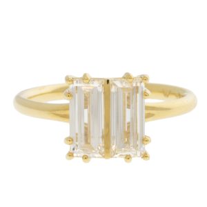 ARTEMER: CUSTOM Rectangular Step Cut Lab Grown Diamond Engagament Ring, 1.48ct, 18k Gold