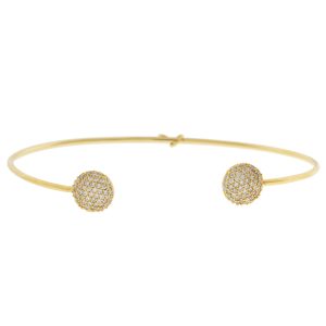Tai: Gold CZ Button Open Bracelet