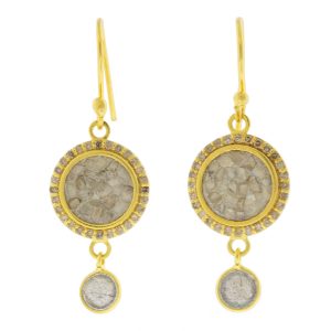 Shana Gulati:VEERA Drop Earrings-Sliced raw uncut diamonds, White Resin, Pave champagne diamonds, Vermeil 18K