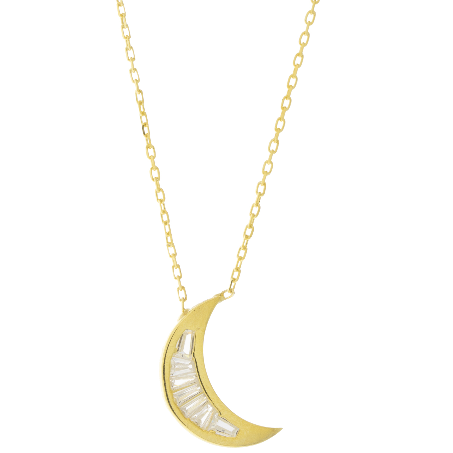 Tai: Gold Vermeil Chain w/ Crescent Moon, CZ