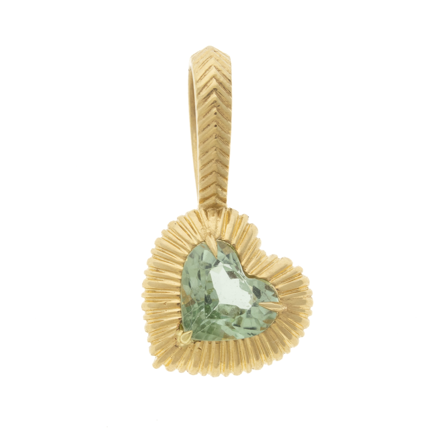 Lizzie Mandler:Green Tourmaline fluted Heart Charm,,0.6ct 18k ,19h x 12l x 5w mm
