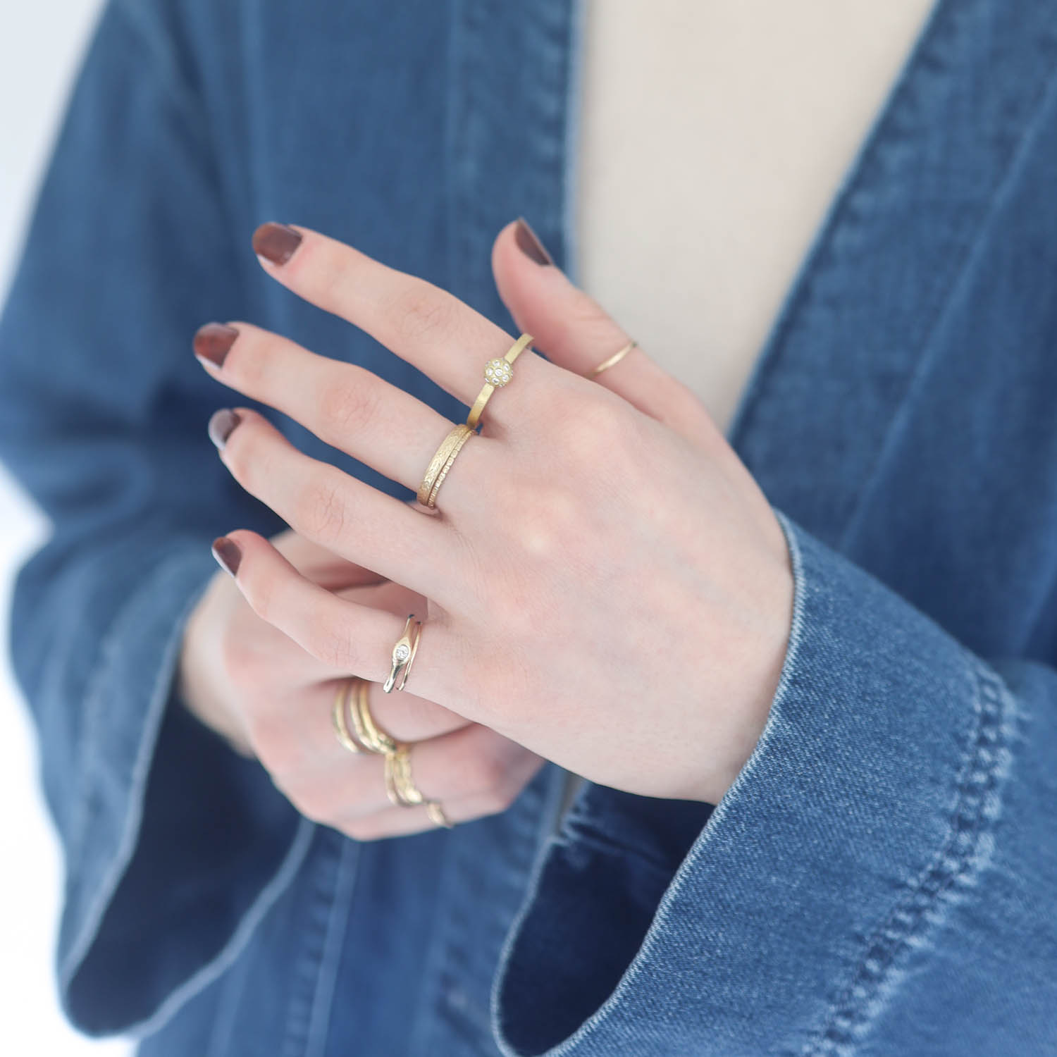 Rene Escobar: RING, 6MM YG BALL & YG RING w/ .12ct in diamonds