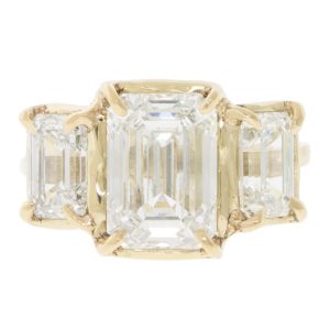 Robin Haley: Ring, 14K Gold Custom designed triple Lab Grown TCW 5.62  size 5