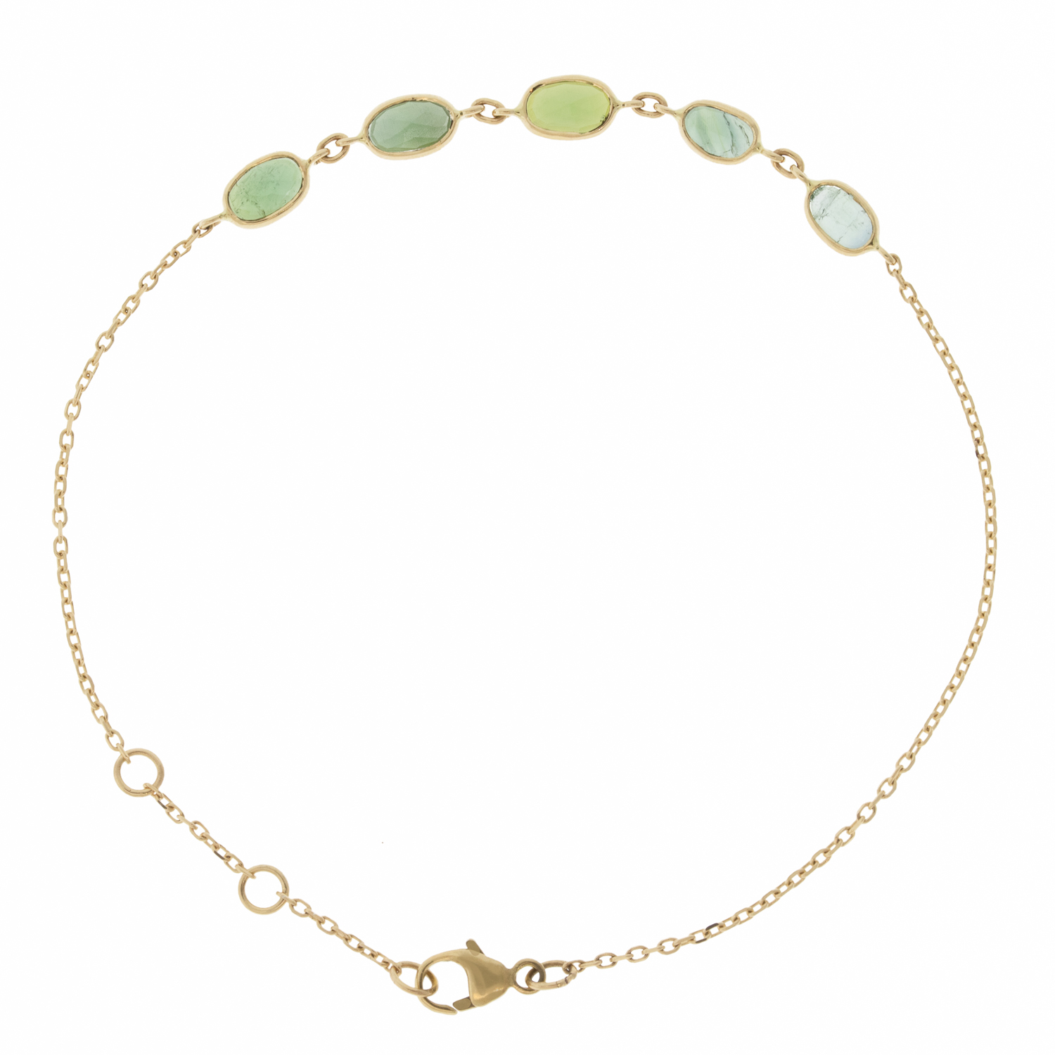 Celine Daoust: Bracelet, Multi Tourmaline - Green, 14k YG