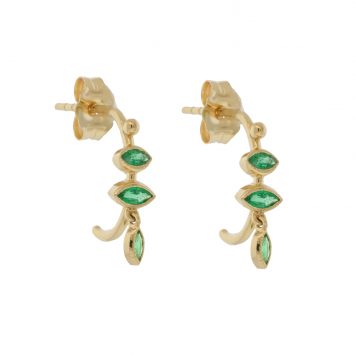 Celine Daoust: Earrings, Marquis Emerald Hoop w/ Drop, 14K YG and diamonds,PAIR