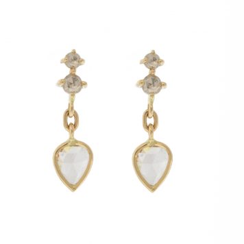 Celine Daoust: Earrings, Diamond Post w/ Champagne Diam Drop, 14K YG, PAIR