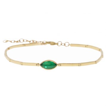 Celine Daoust: Emerald Eye Articulated Link Bracelet, 14k YG
