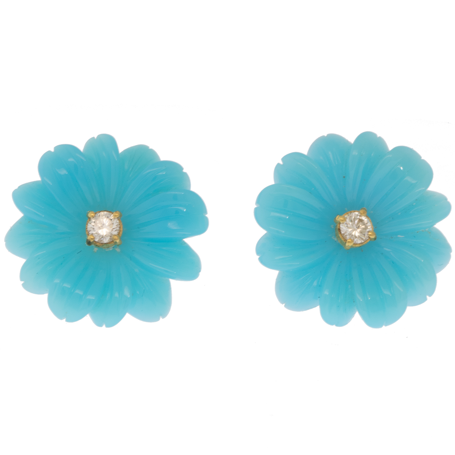 Erica Molinari Trunk Show:18K / DIAfloral AGATE earrings with ctr. diamonds .14cts