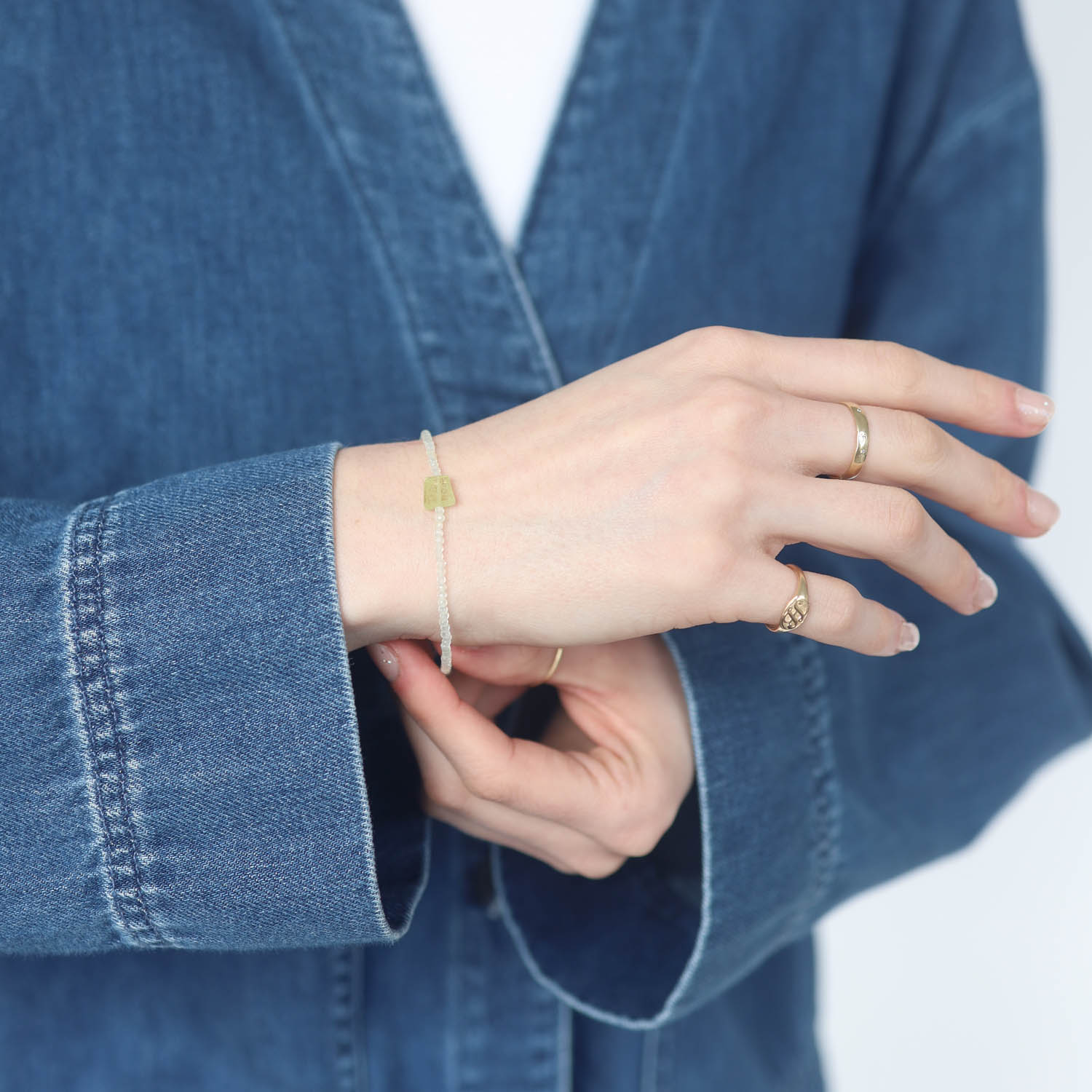 Margaret Solow:PREHNITE + BERYL BEADED BRACELET