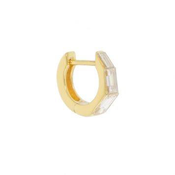Sulee:18k 6.5MM BAGUETTE TAPERED HOOP (SINGLE)