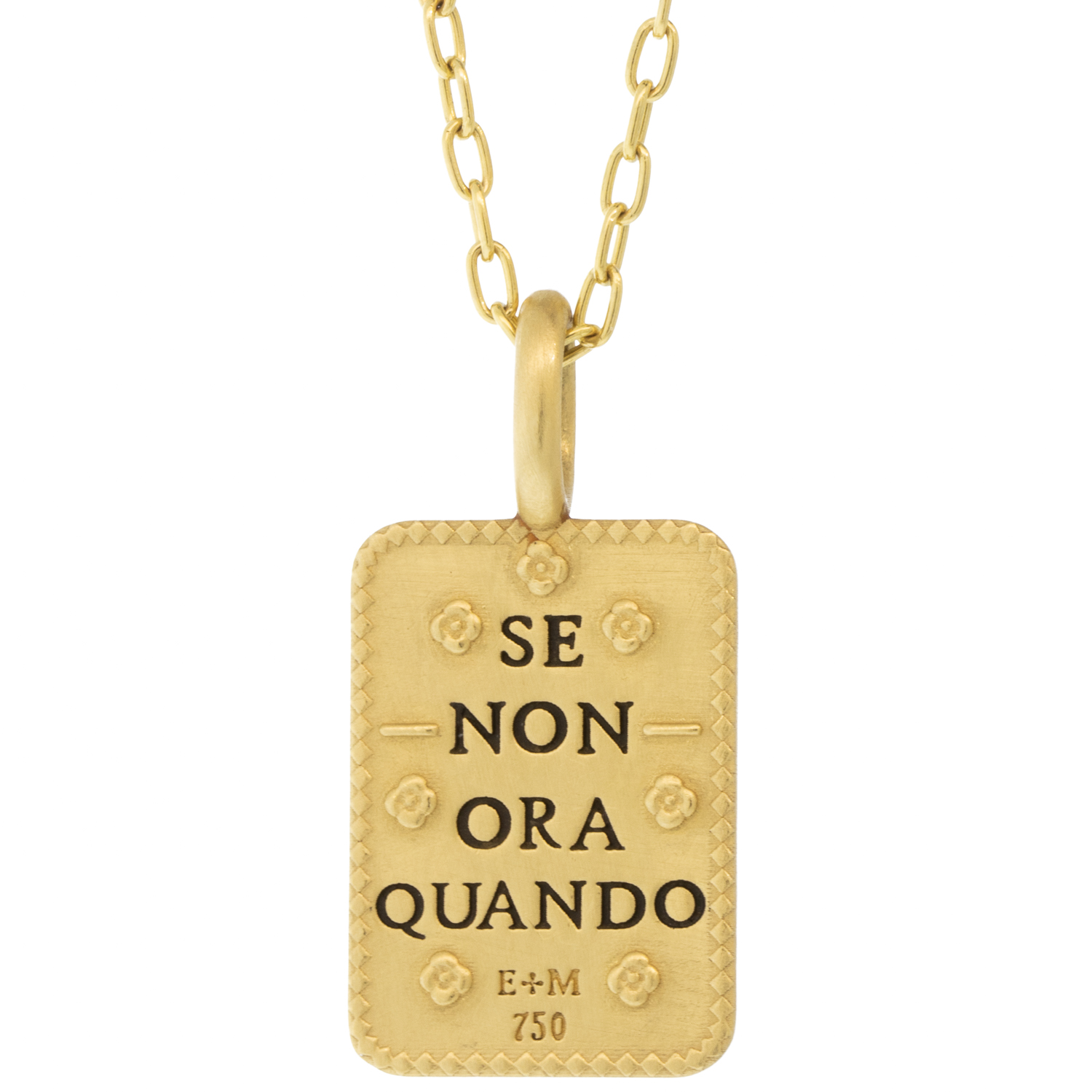 Erica Molinari Trunk show:18K / small squarish Blue sapphire Hand Engraved BUG charm "if not now, when?"