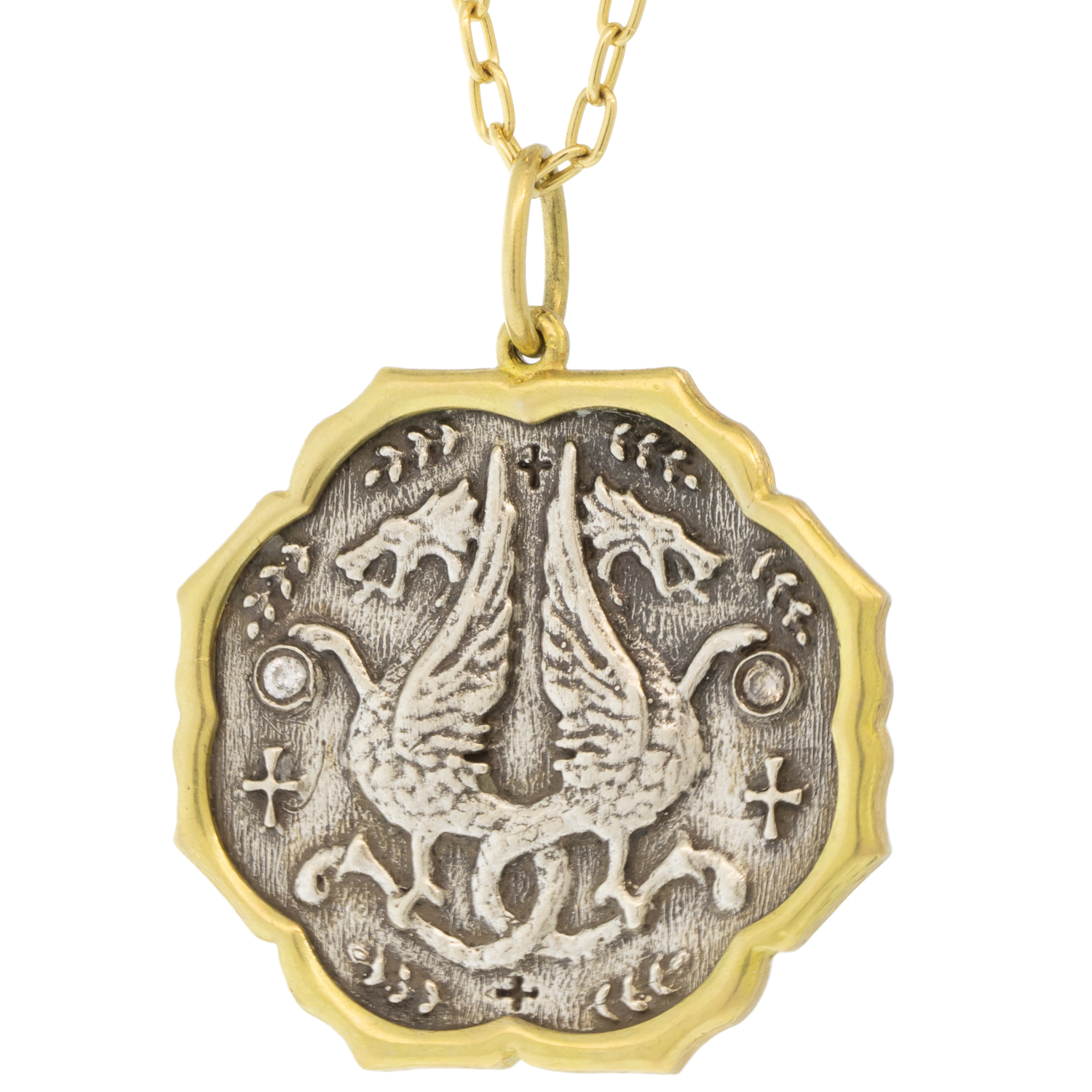 Erica Molinari Trunk Show : SS & 18K Diamond charm,dragons,Always do what you are afraid to do-Ralph Waldo Emerson