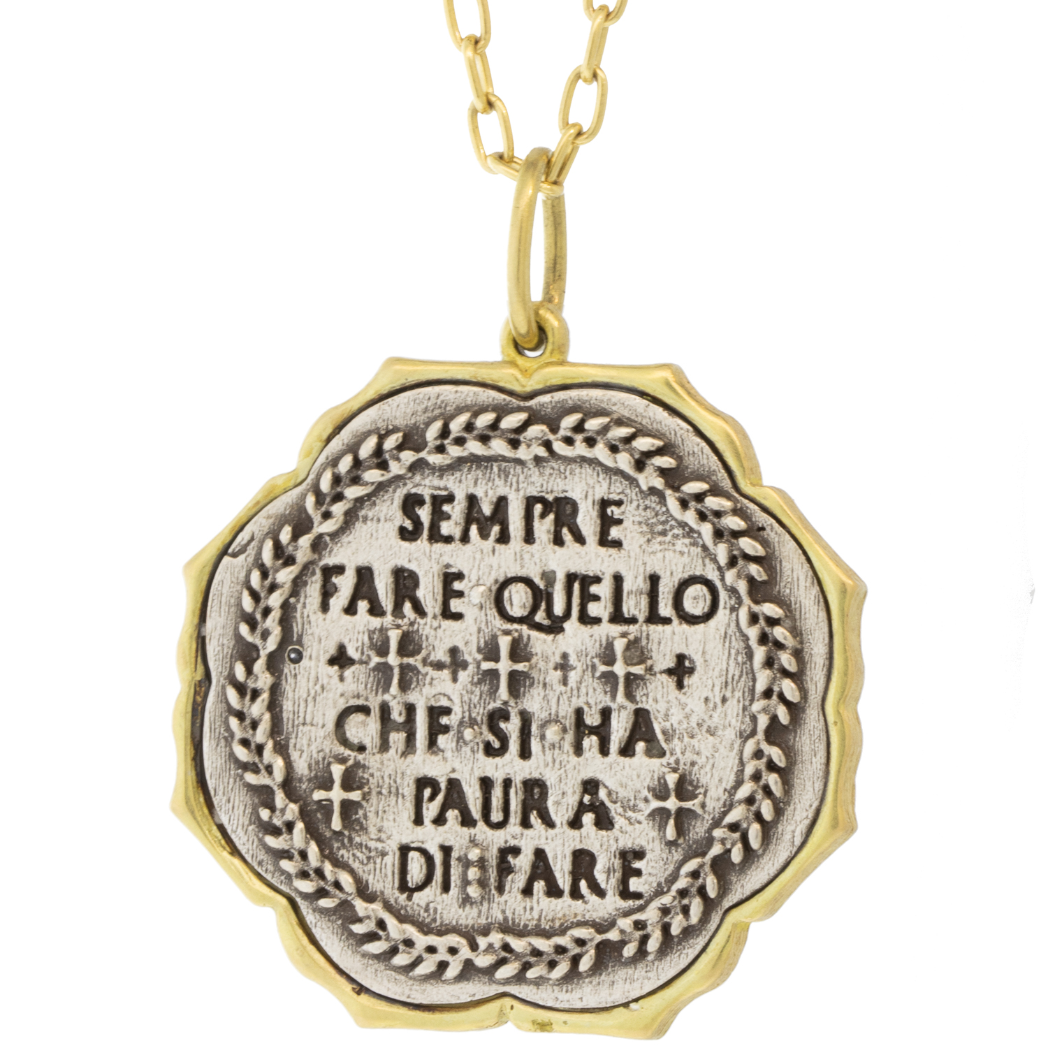 Erica Molinari Trunk Show : SS & 18K Diamond charm,dragons,Always do what you are afraid to do-Ralph Waldo Emerson