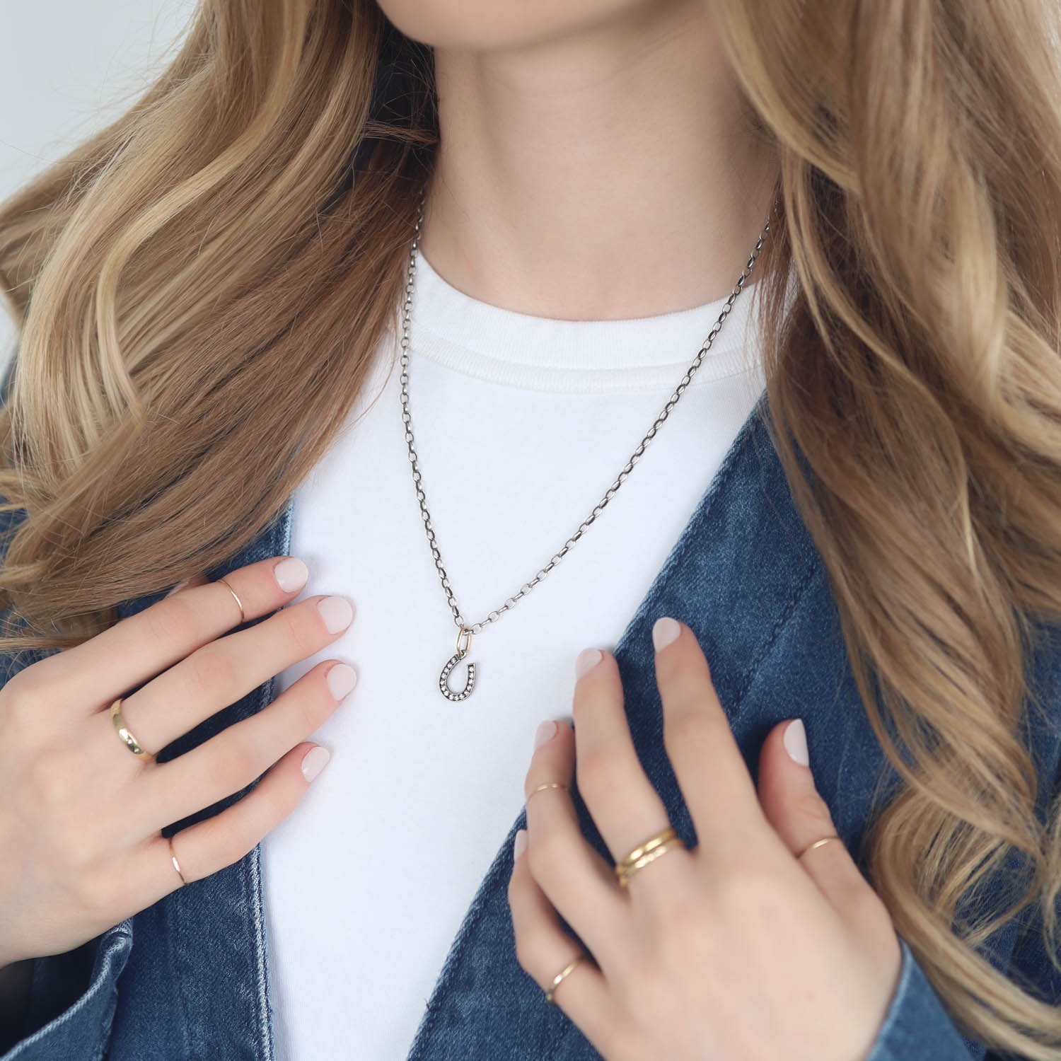 Erica Molinari Trunk Show:SS - small horseshoe "love my life" -.20cts