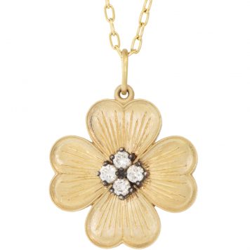 Erica Molinari: 14k/dia Medium Engraved Shamrock - "To Love, Truth, Life, To live"