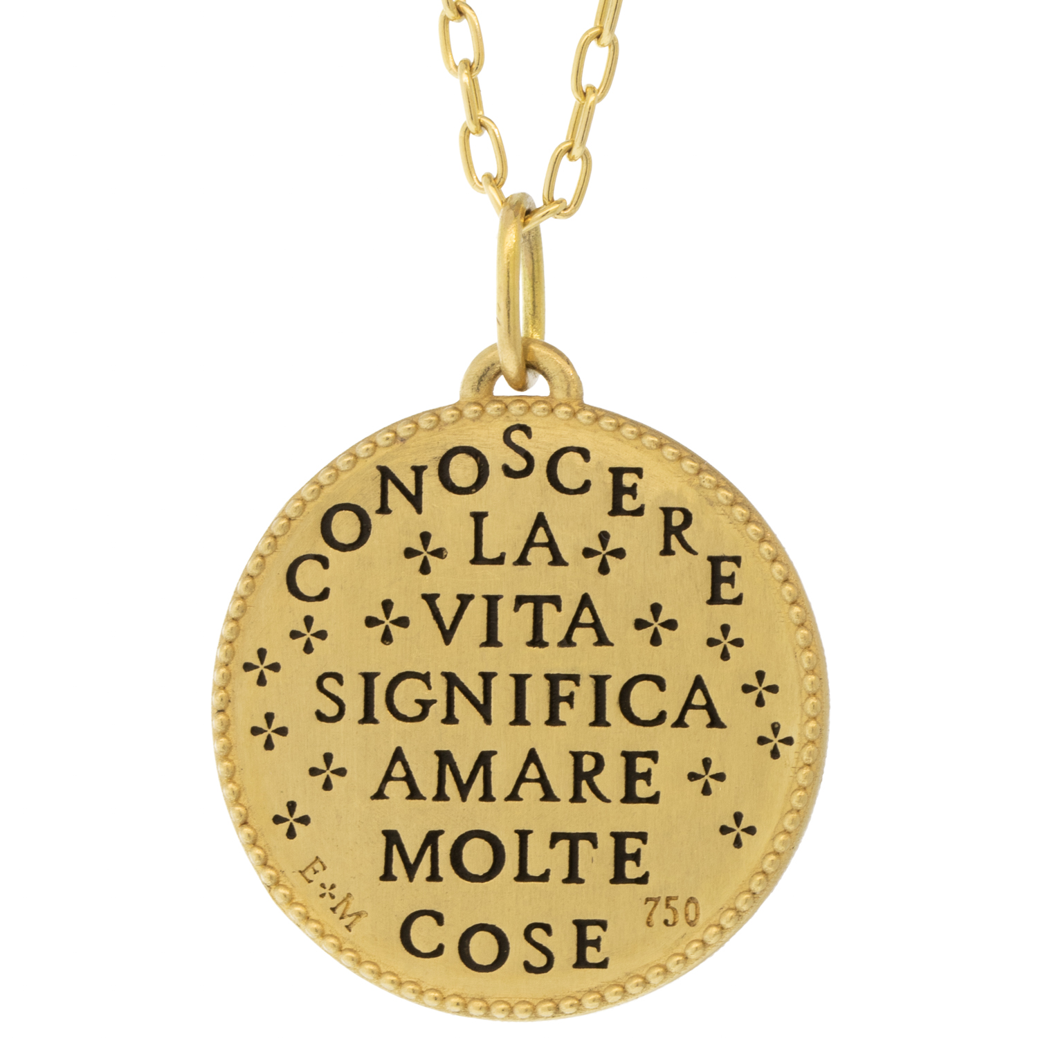 Erica Molinari Trunk show:18K HAND ENGRAVED double heart - " To know life is to love many things" - Vincent Van Gogh