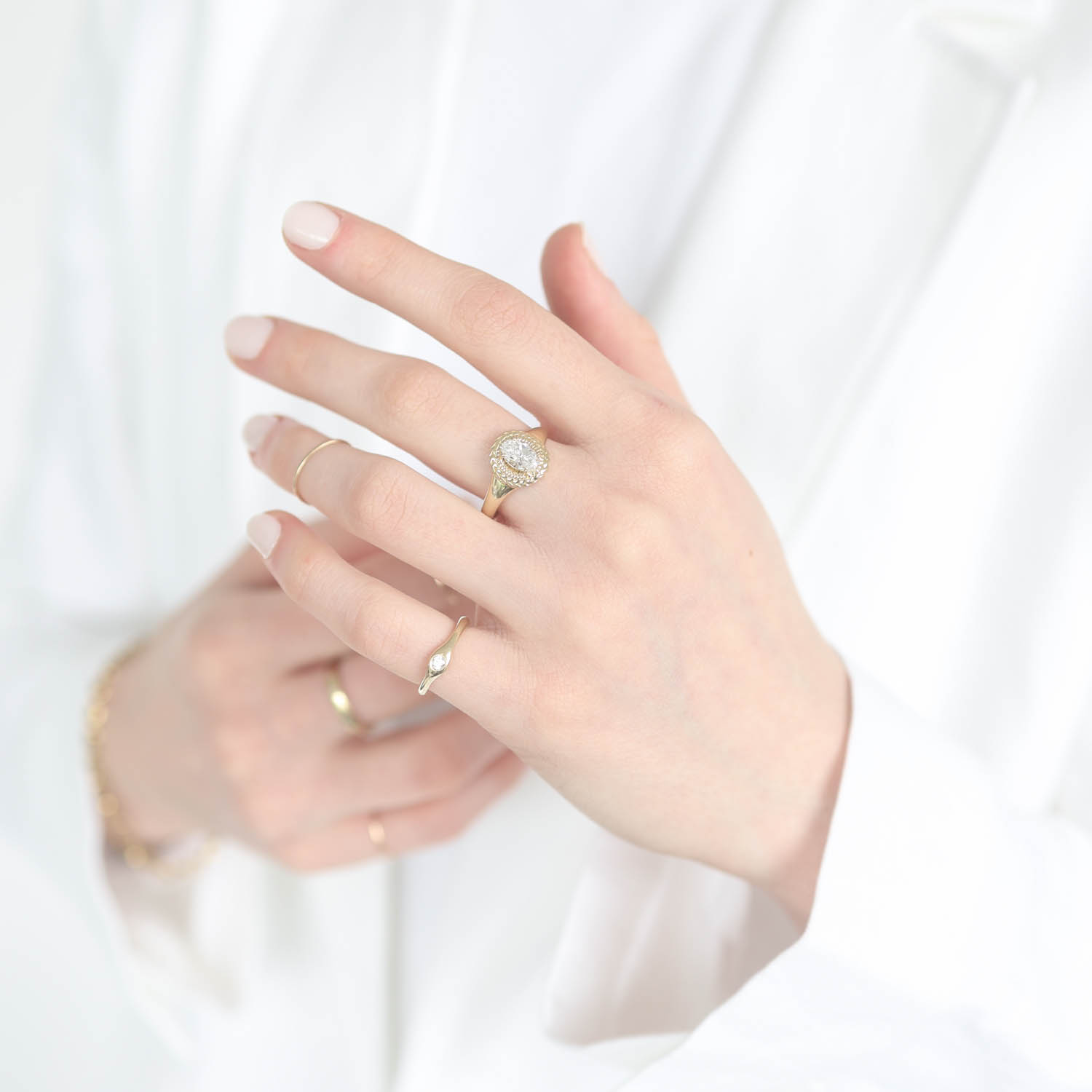 Twyla Dill: Nancianna Solitaire Diamond Ring, Lab Grown, 10k YG, Size 7 1/4