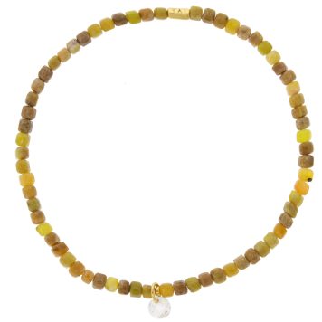 Tai: Semi-Precious Elastic Bracelet with Floating CZ - NEUT