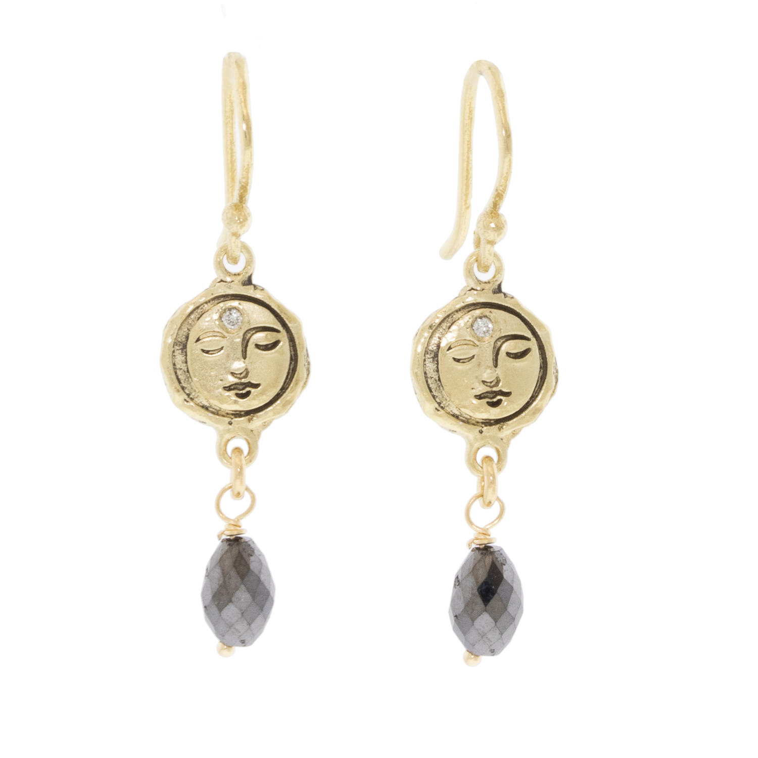 Victoria Cunningham Trunk Show:14k black moon lilith + black dia drops
