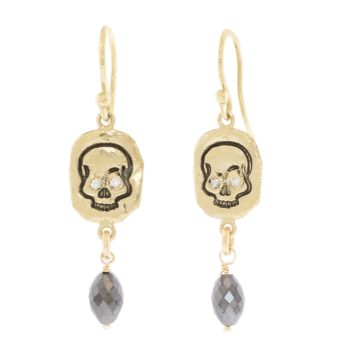 Victoria Cunningham Trunk Show:14k skull + black dia drops