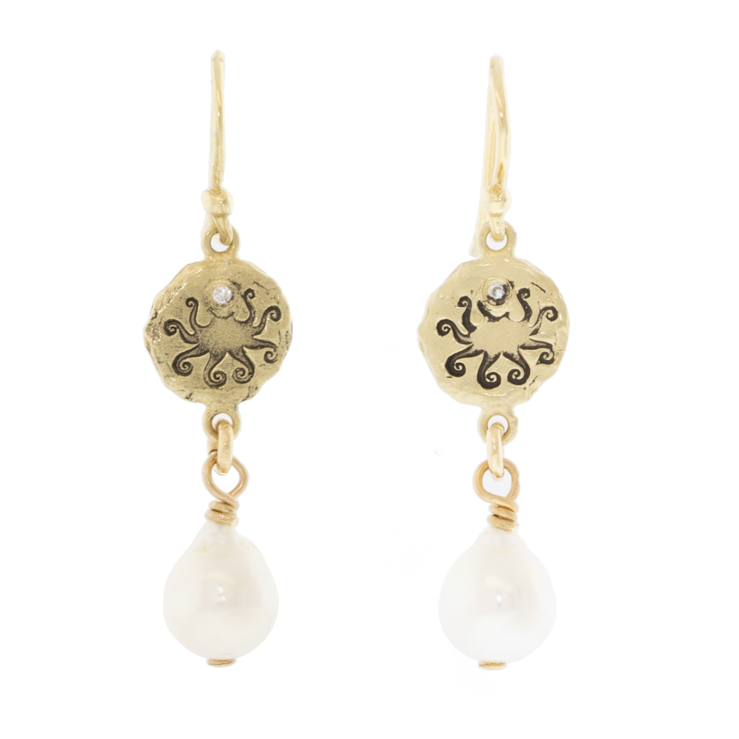Victoria Cunningham Trunk Show: 14k octopus + pearl earrings