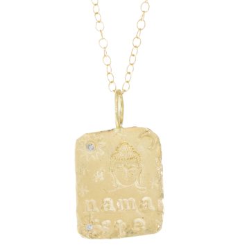 Victoria Cunningham: 14k Namaste (charm only) 13/16 x 9/16