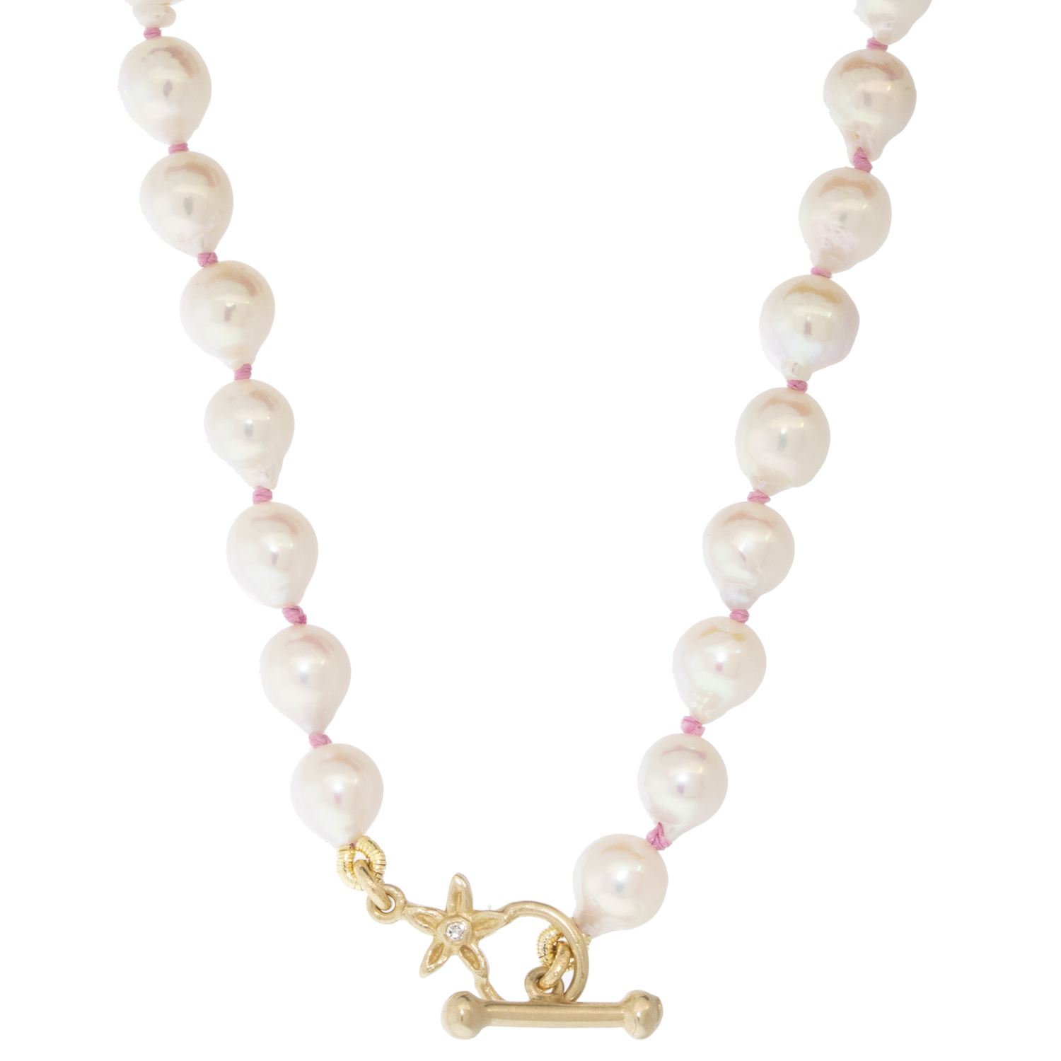 Victoria Cunningham Trunk Show:Beaded Necklace, small baroque pearls, DIA TOGGLE 16"