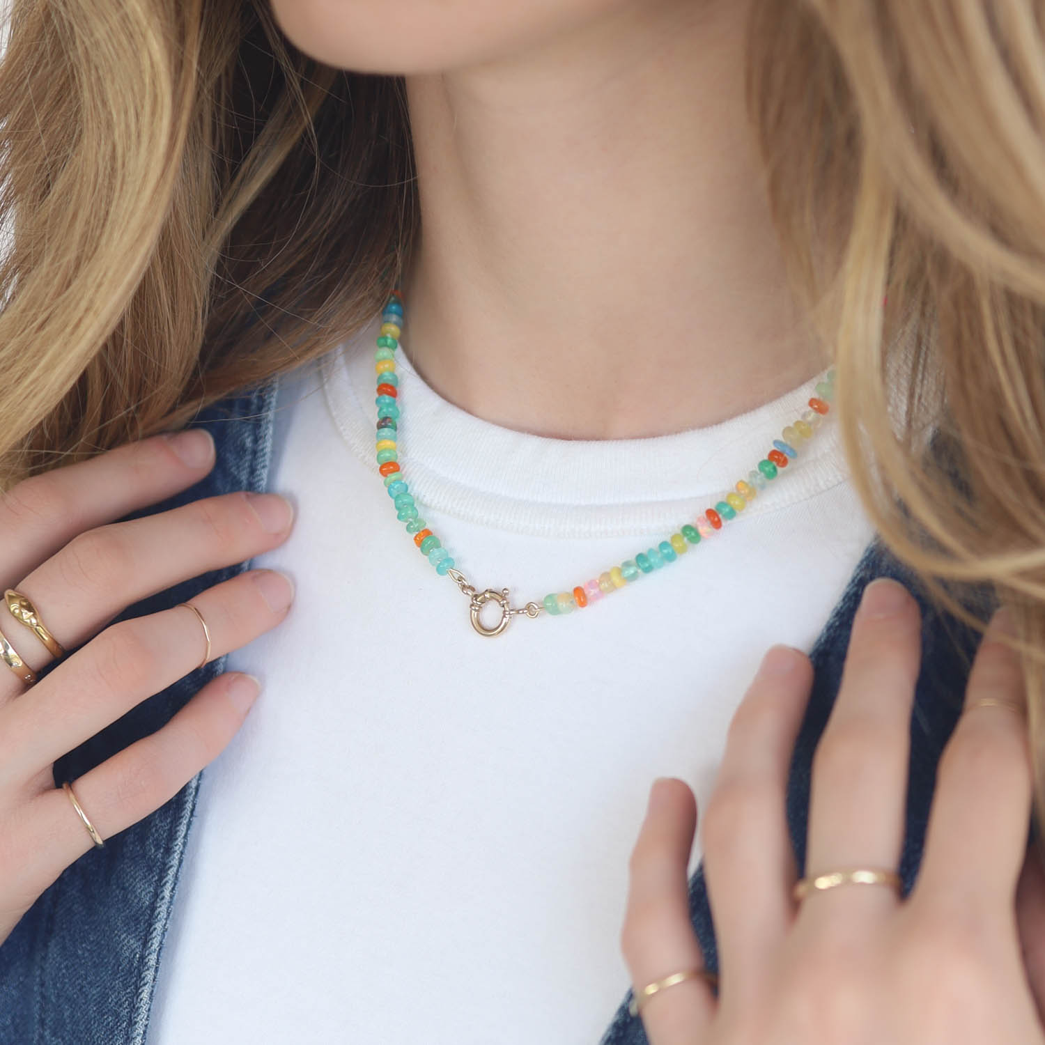 Victoria Cunningham Trunk Show:Beaded Necklace,Multicolour Opal 16"