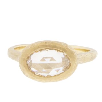 Victoria Cunningham: Ring, 1.09ct Lab Grown Oval Rose Cut White Diamond set in 14K - G/VS1